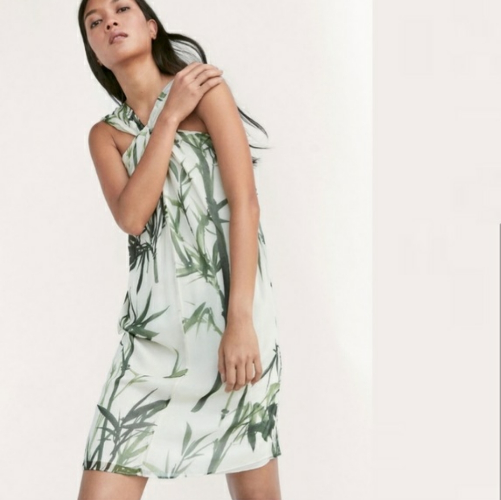 NWT MASSIMO DUTTI 100% silk bamboo print d…